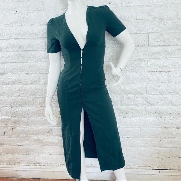 Zara | Dresses | Zara Green Button Dress Size S | Poshmark